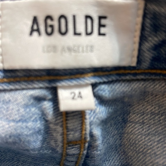 AGOLDE Riley High Rise Straight Crop Distressed 5 pocket Trend Jean in Blitz 24 - Picture 4 of 5